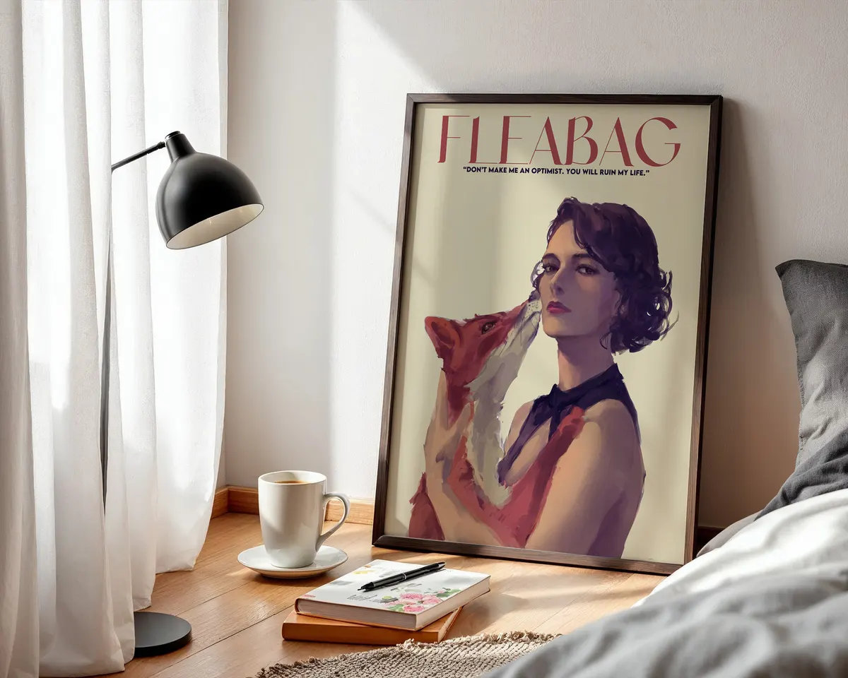 Illustrated portrait poster of a witty sharp-eyed woman in a bold graphic style with dark comedy spirit. — photo 3