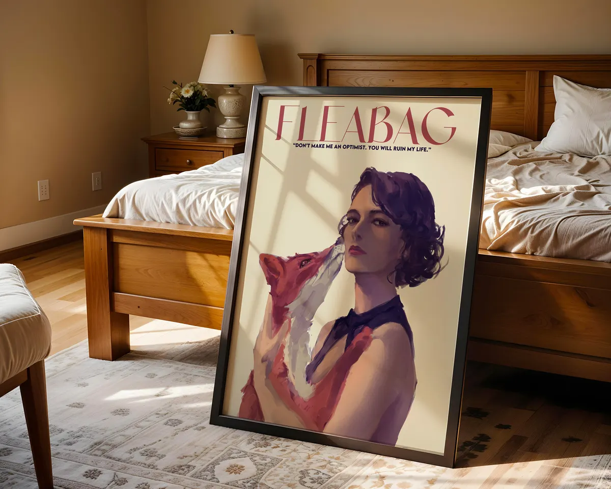 Illustrated portrait poster of a witty sharp-eyed woman in a bold graphic style with dark comedy spirit. — photo 4