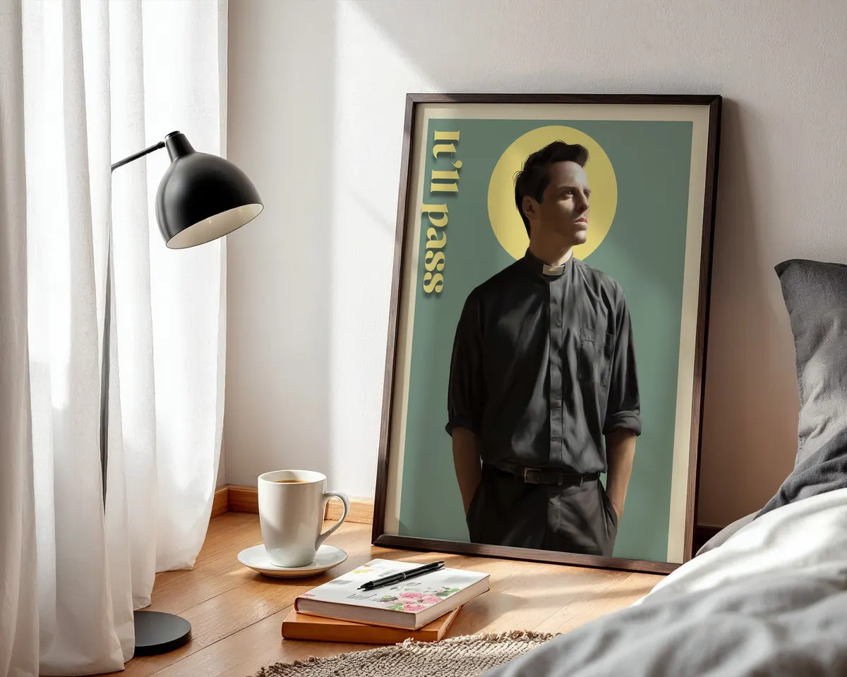 Third illustrated woman portrait poster completing a dark comedy triptych in bold graphic style. — photo 3