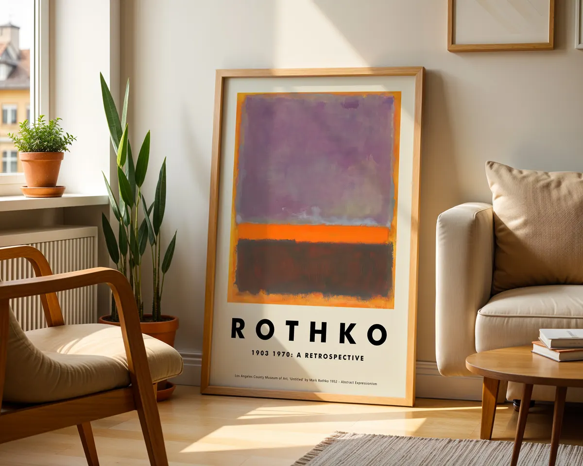 Rothko style abstract colour field poster in deep meditative purple with soft-edged rectangular forms. — photo 2