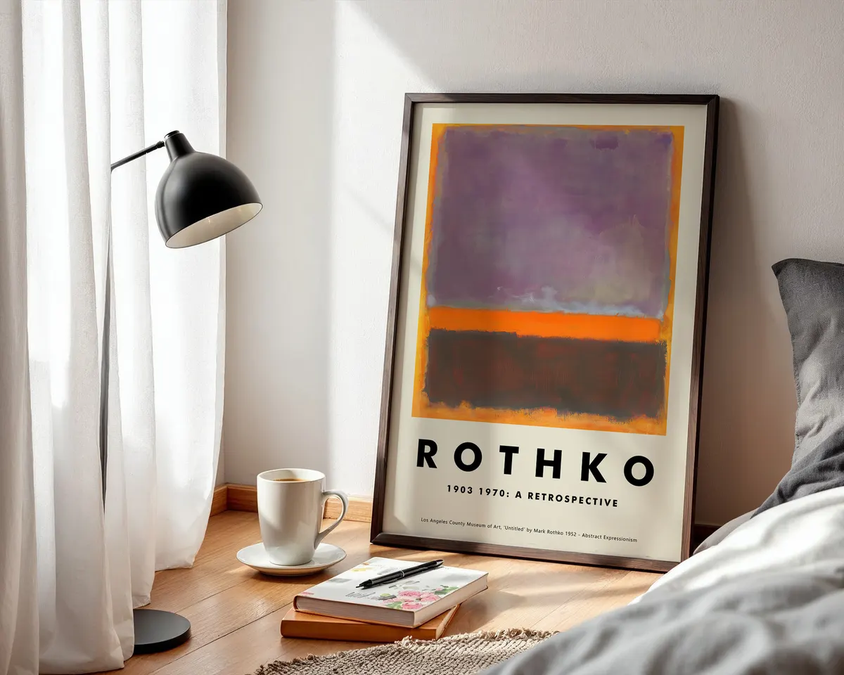 Rothko style abstract colour field poster in deep meditative purple with soft-edged rectangular forms. — photo 3