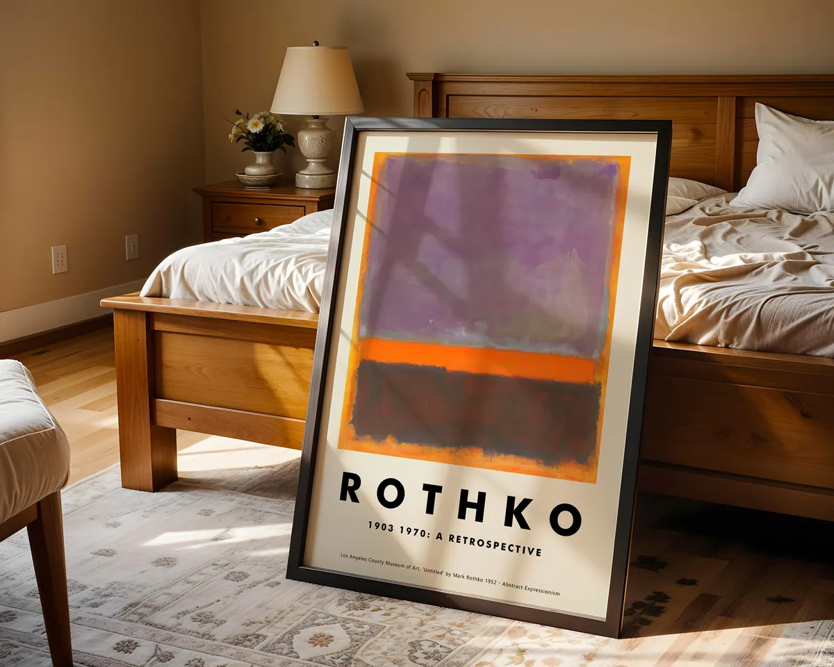 Rothko style abstract colour field poster in deep meditative purple with soft-edged rectangular forms. — photo 4
