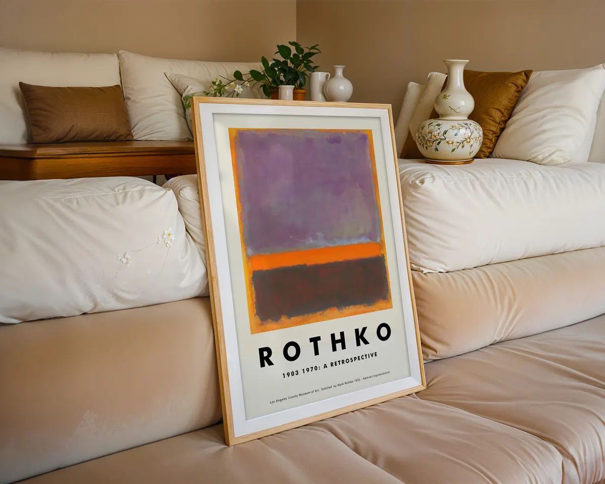 Rothko style abstract colour field poster in deep meditative purple with soft-edged rectangular forms. — photo 6