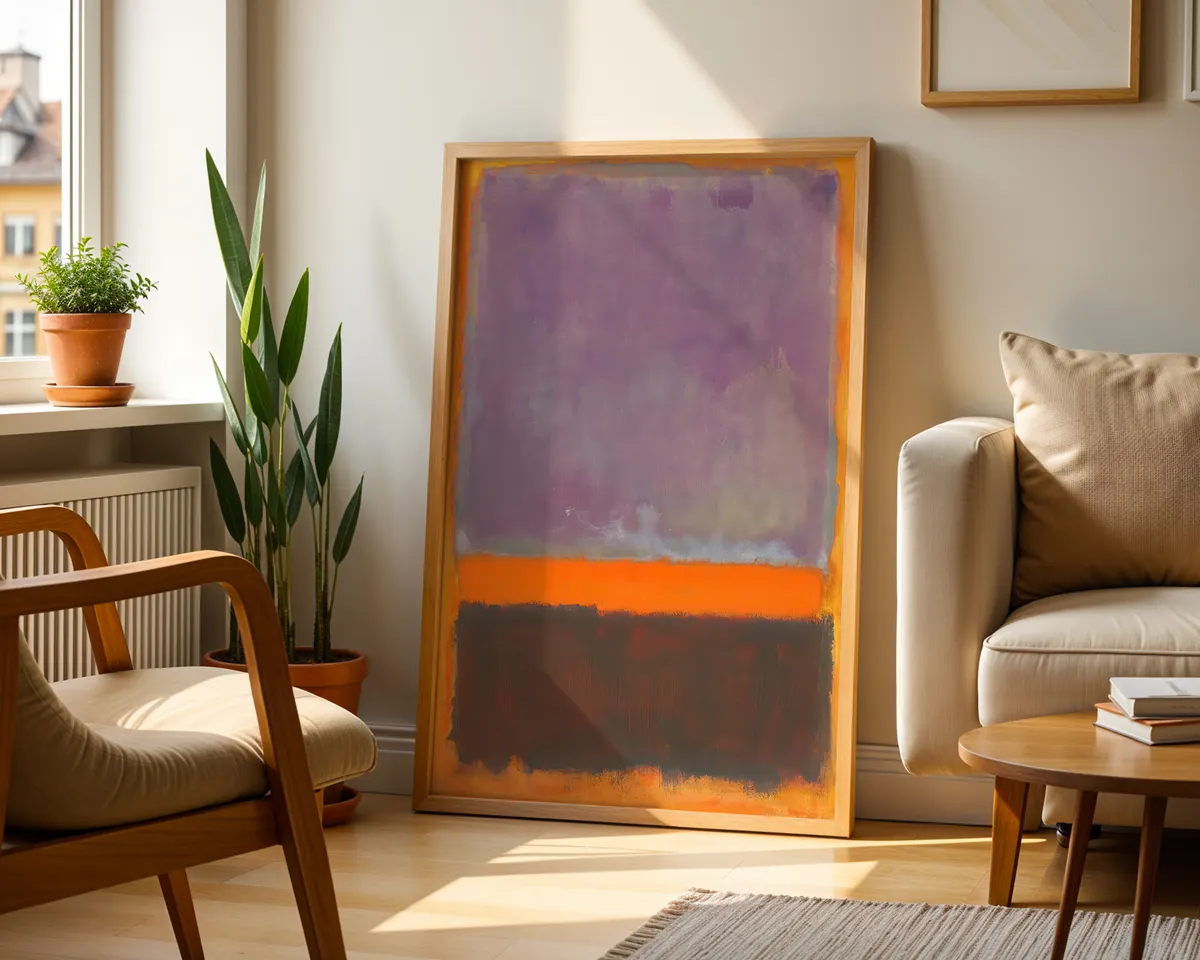 Rothko style abstract colour field poster in warm red and orange with soft luminous colour blocks. — photo 2