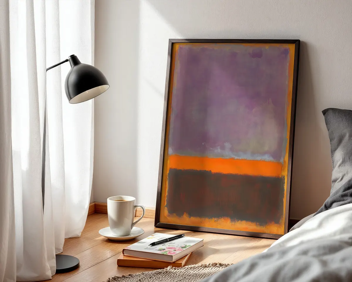 Rothko style abstract colour field poster in warm red and orange with soft luminous colour blocks. — photo 3