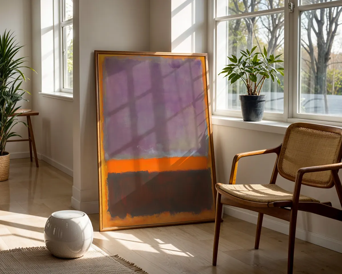 Rothko style abstract colour field poster in warm red and orange with soft luminous colour blocks. — photo 5