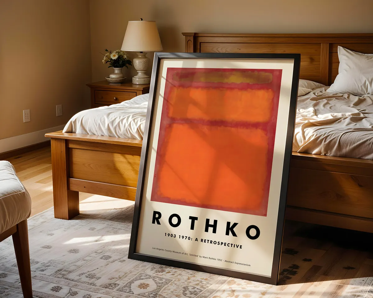 Rothko style abstract colour field poster in luminous orange with soft-edged meditative colour blocks. — photo 4