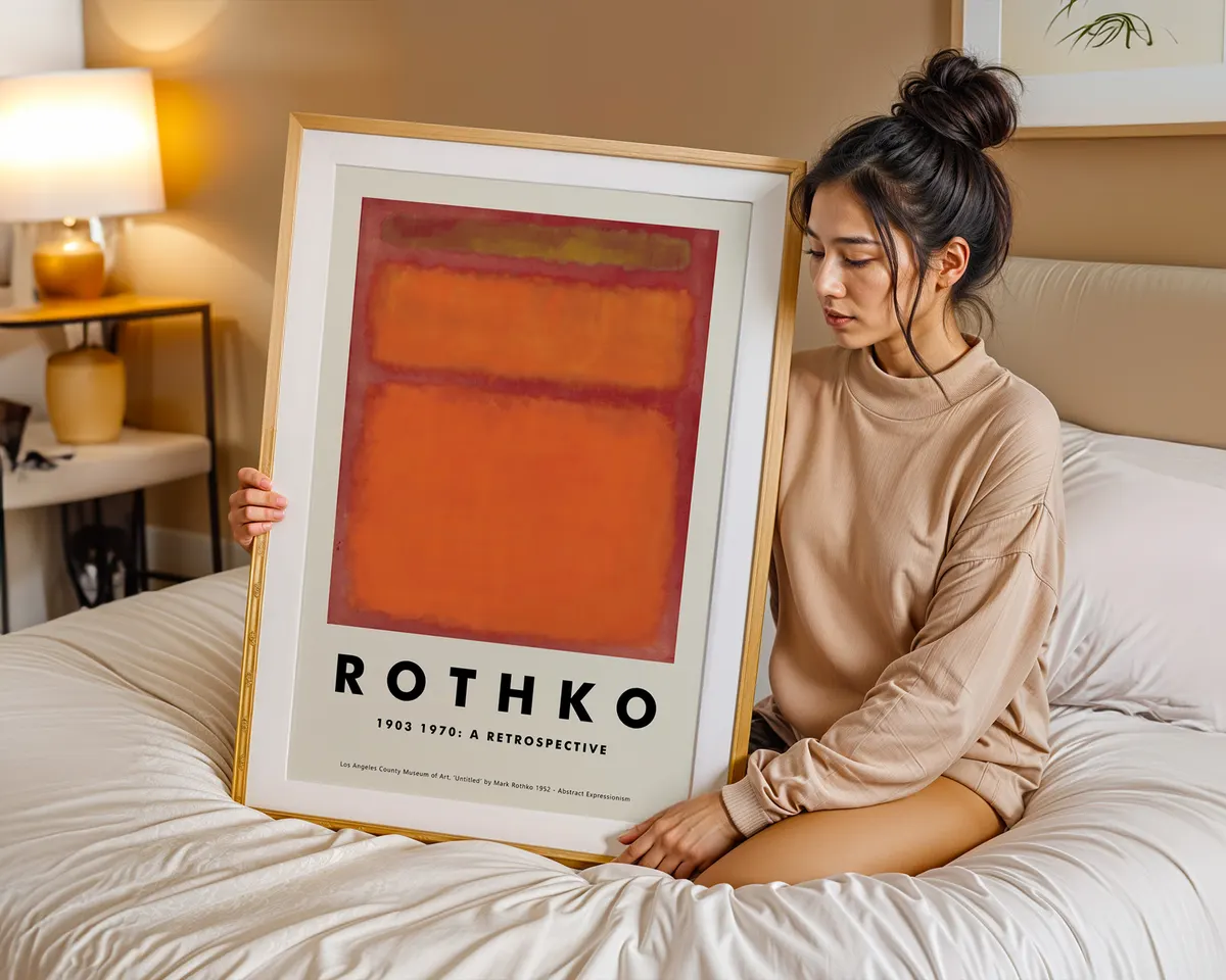 Rothko style abstract colour field poster in luminous orange with soft-edged meditative colour blocks. — photo 7