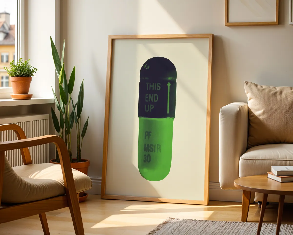Damien Hirst-inspired spot art poster print, systematic colour circle composition in cream aubergine and pea green palette, contemporary abstract visual philosophy, colour relationship exploration aesthetic, clean systematic grid design, archival quality print, contemporary art collector wall piece, colourful abstract home décor, systematic art gallery statement, modern British art inspired print. — photo 2