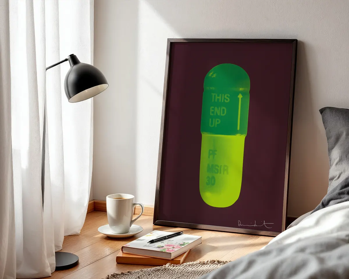 Second Damien Hirst-inspired spot art poster print, systematic colour circle composition in chocolate emerald green and lime palette, contemporary abstract visual philosophy, pure colour relationship aesthetic, clean circular grid design, archival quality print, contemporary art collector wall piece, colourful abstract home décor statement, systematic modern British art inspired print. — photo 3