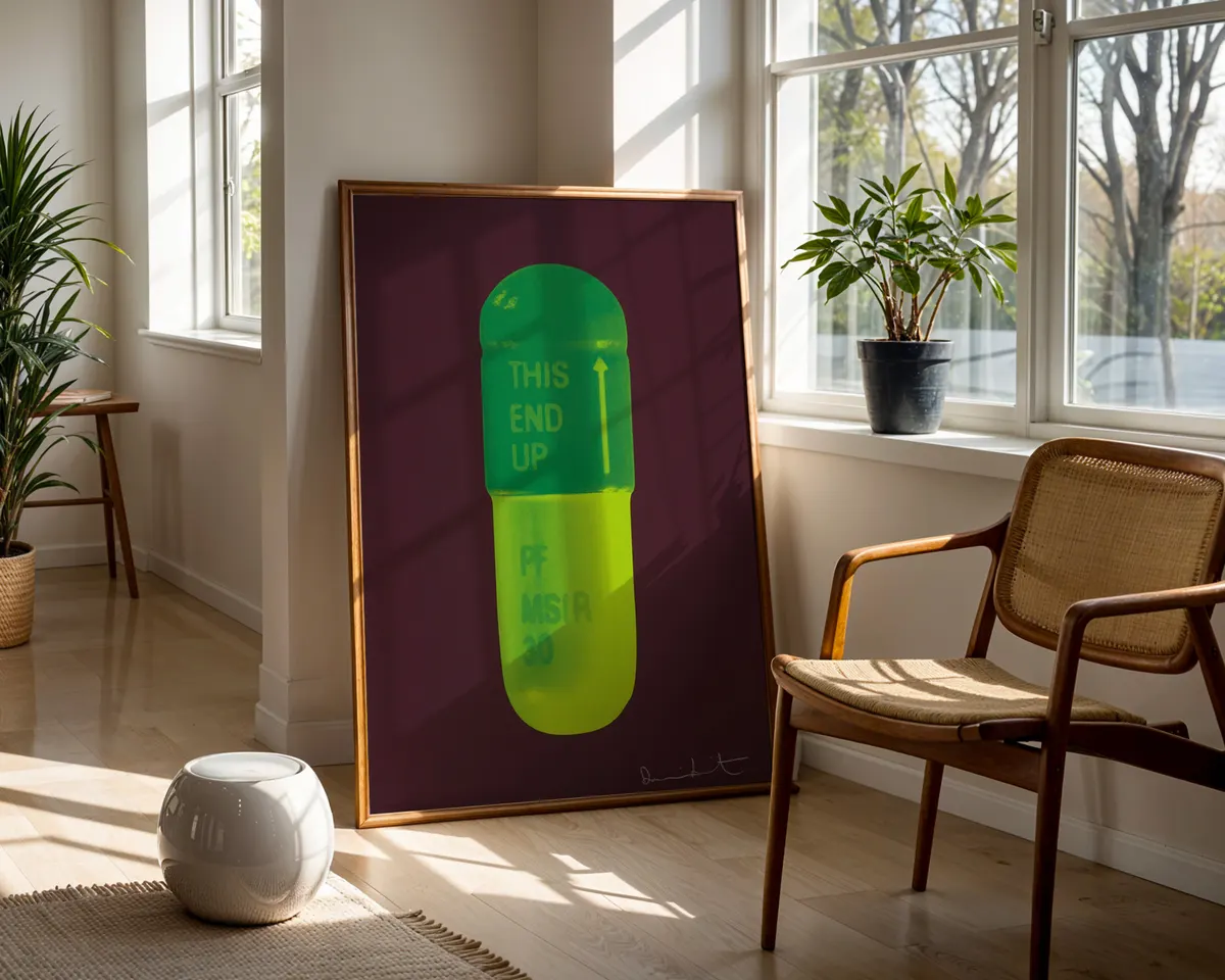 Second Damien Hirst-inspired spot art poster print, systematic colour circle composition in chocolate emerald green and lime palette, contemporary abstract visual philosophy, pure colour relationship aesthetic, clean circular grid design, archival quality print, contemporary art collector wall piece, colourful abstract home décor statement, systematic modern British art inspired print. — photo 5