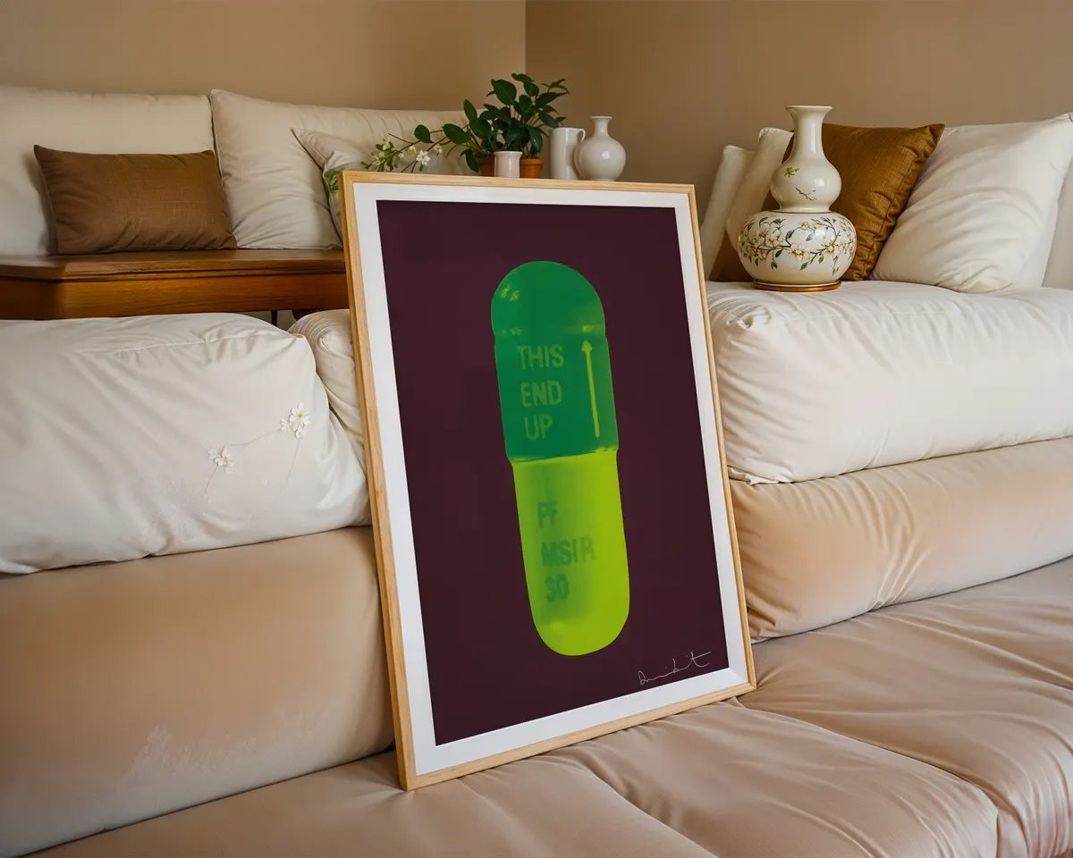Second Damien Hirst-inspired spot art poster print, systematic colour circle composition in chocolate emerald green and lime palette, contemporary abstract visual philosophy, pure colour relationship aesthetic, clean circular grid design, archival quality print, contemporary art collector wall piece, colourful abstract home décor statement, systematic modern British art inspired print. — photo 6