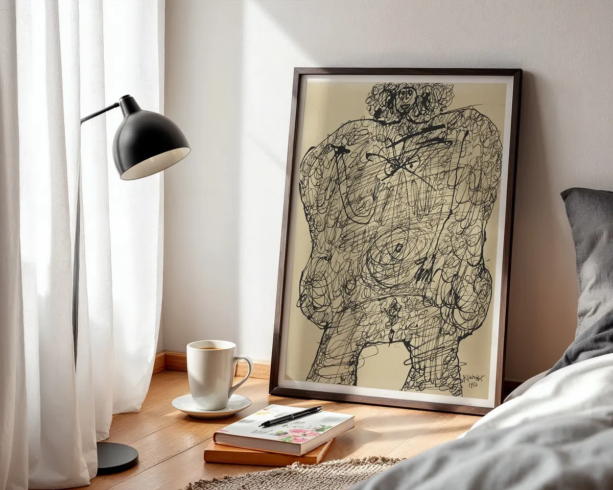Jean Dubuffet-inspired Corps de Dame Art Brut poster print, raw figural abstract composition, outsider art visual language, primitive expressive mark-making, French avant-garde aesthetic philosophy, bold gestural figure design, archival quality print, Art Brut art collector wall piece, raw abstract home décor, outsider art gallery statement, avant-garde art history print. — photo 3