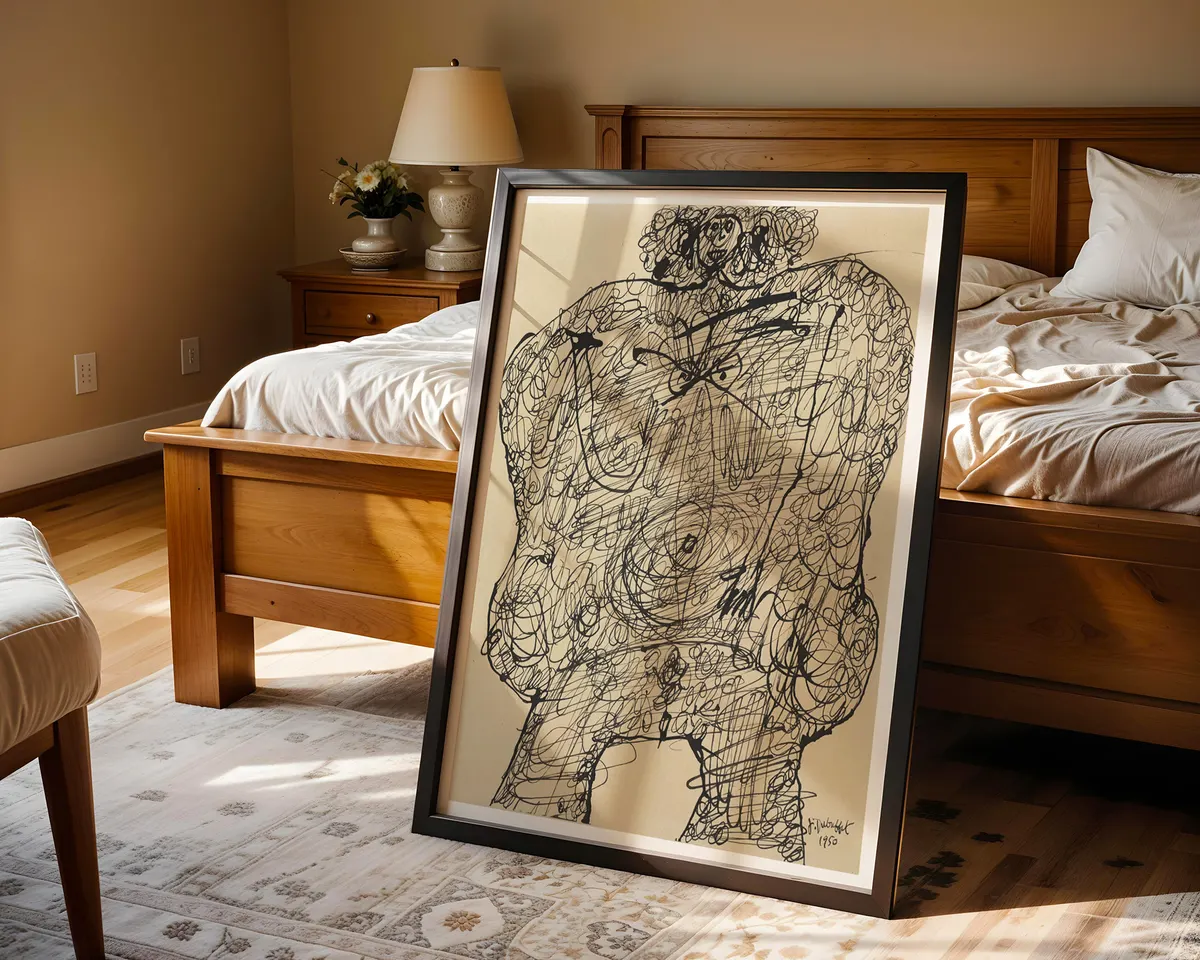 Jean Dubuffet-inspired Corps de Dame Art Brut poster print, raw figural abstract composition, outsider art visual language, primitive expressive mark-making, French avant-garde aesthetic philosophy, bold gestural figure design, archival quality print, Art Brut art collector wall piece, raw abstract home décor, outsider art gallery statement, avant-garde art history print. — photo 4