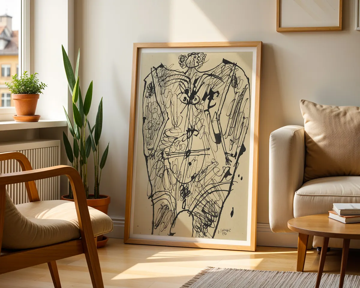 Second Jean Dubuffet-inspired Art Brut abstract poster print, raw untitled compositional language, outsider art visual philosophy, primitive mark-making aesthetic design, French avant-garde movement, bold abstract gestural composition, archival quality print, Art Brut collector wall art, raw home décor statement, avant-garde gallery print, art history inspired piece. — photo 2