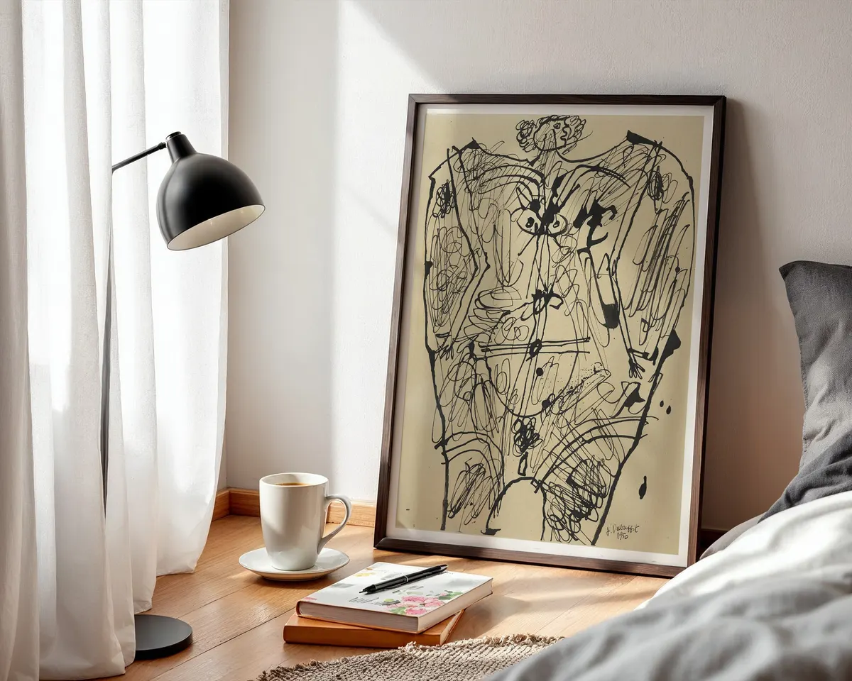 Second Jean Dubuffet-inspired Art Brut abstract poster print, raw untitled compositional language, outsider art visual philosophy, primitive mark-making aesthetic design, French avant-garde movement, bold abstract gestural composition, archival quality print, Art Brut collector wall art, raw home décor statement, avant-garde gallery print, art history inspired piece. — photo 3