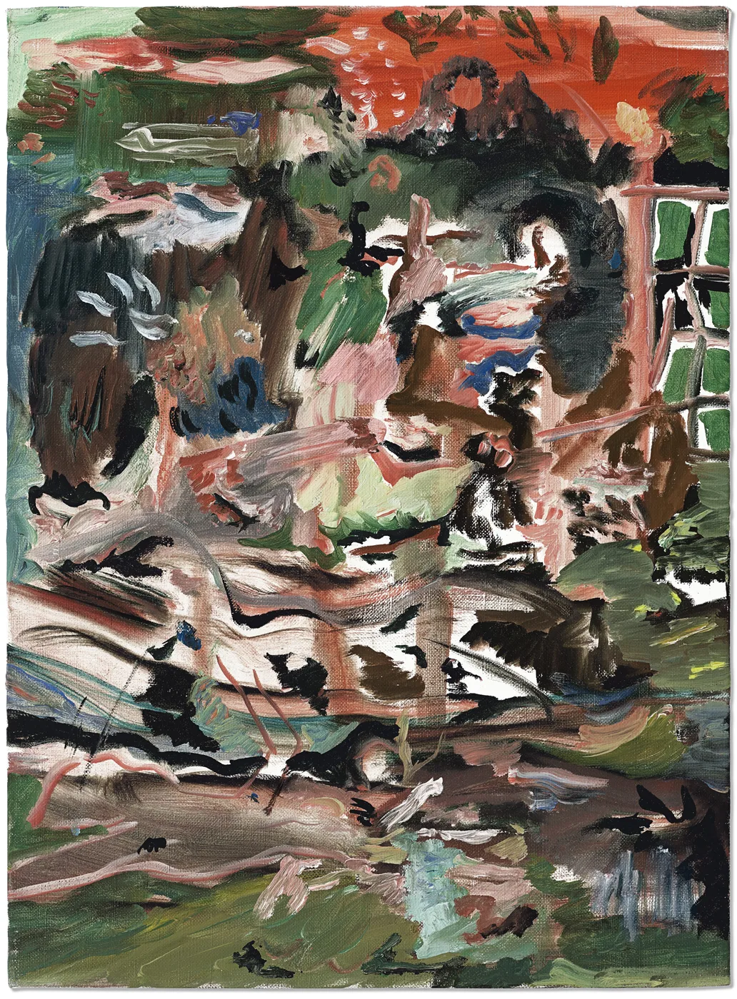 Cecily Brown-inspired neo-expressionist abstract art poster print, fluid gestural composition between figuration and abstraction, British contemporary art movement aesthetic, energetic painterly visual language, lush complex mark-making design, archival quality print, neo-expressionist collector wall piece, serious abstract home décor, gallery statement art, British contemporary art history print.