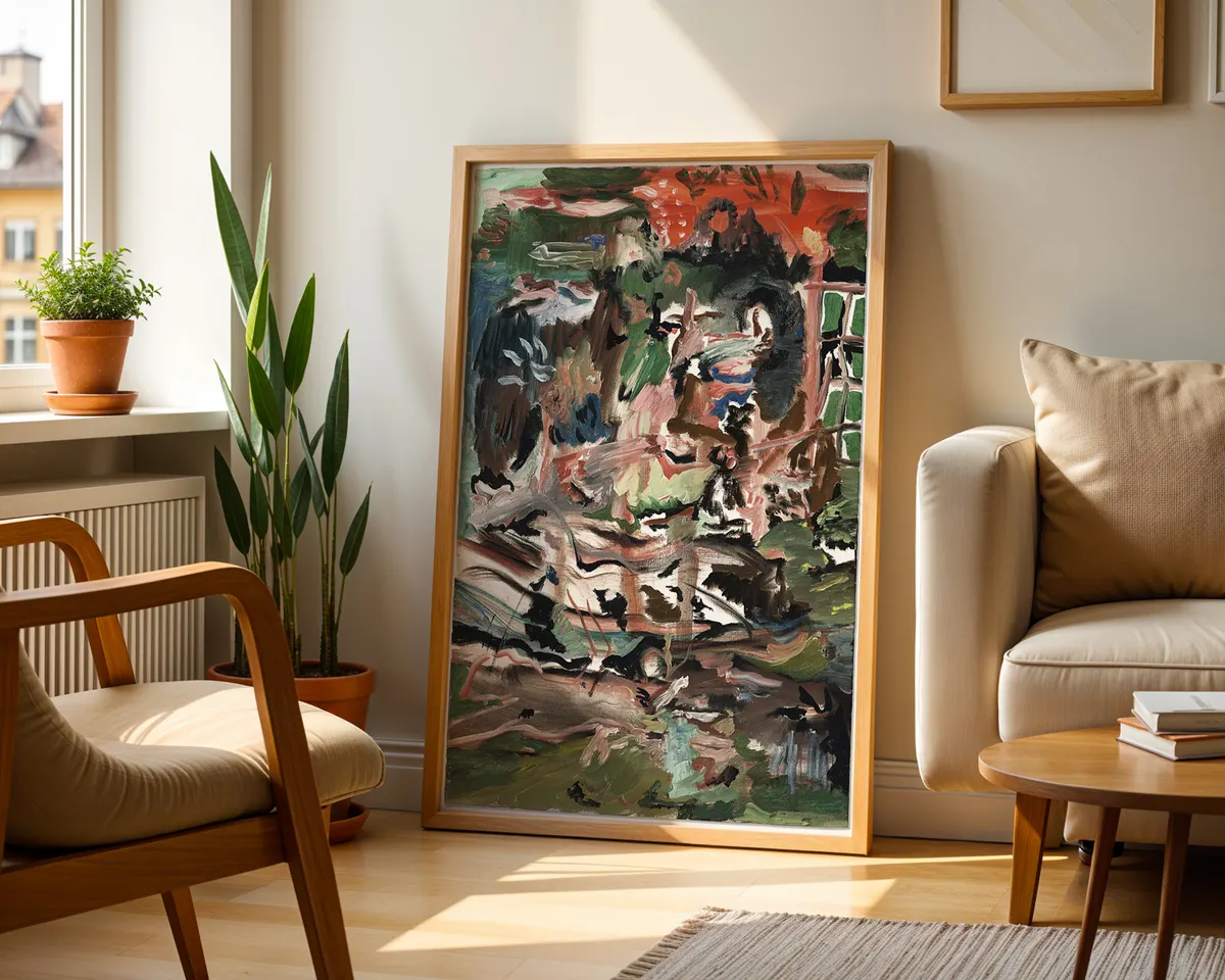 Cecily Brown-inspired neo-expressionist abstract art poster print, fluid gestural composition between figuration and abstraction, British contemporary art movement aesthetic, energetic painterly visual language, lush complex mark-making design, archival quality print, neo-expressionist collector wall piece, serious abstract home décor, gallery statement art, British contemporary art history print. — photo 2