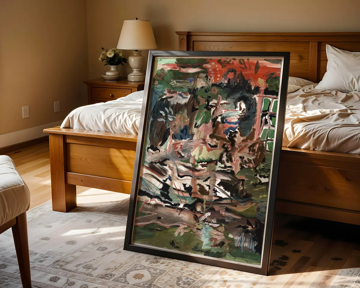 Cecily Brown-inspired neo-expressionist abstract art poster print, fluid gestural composition between figuration and abstraction, British contemporary art movement aesthetic, energetic painterly visual language, lush complex mark-making design, archival quality print, neo-expressionist collector wall piece, serious abstract home décor, gallery statement art, British contemporary art history print. — photo 4