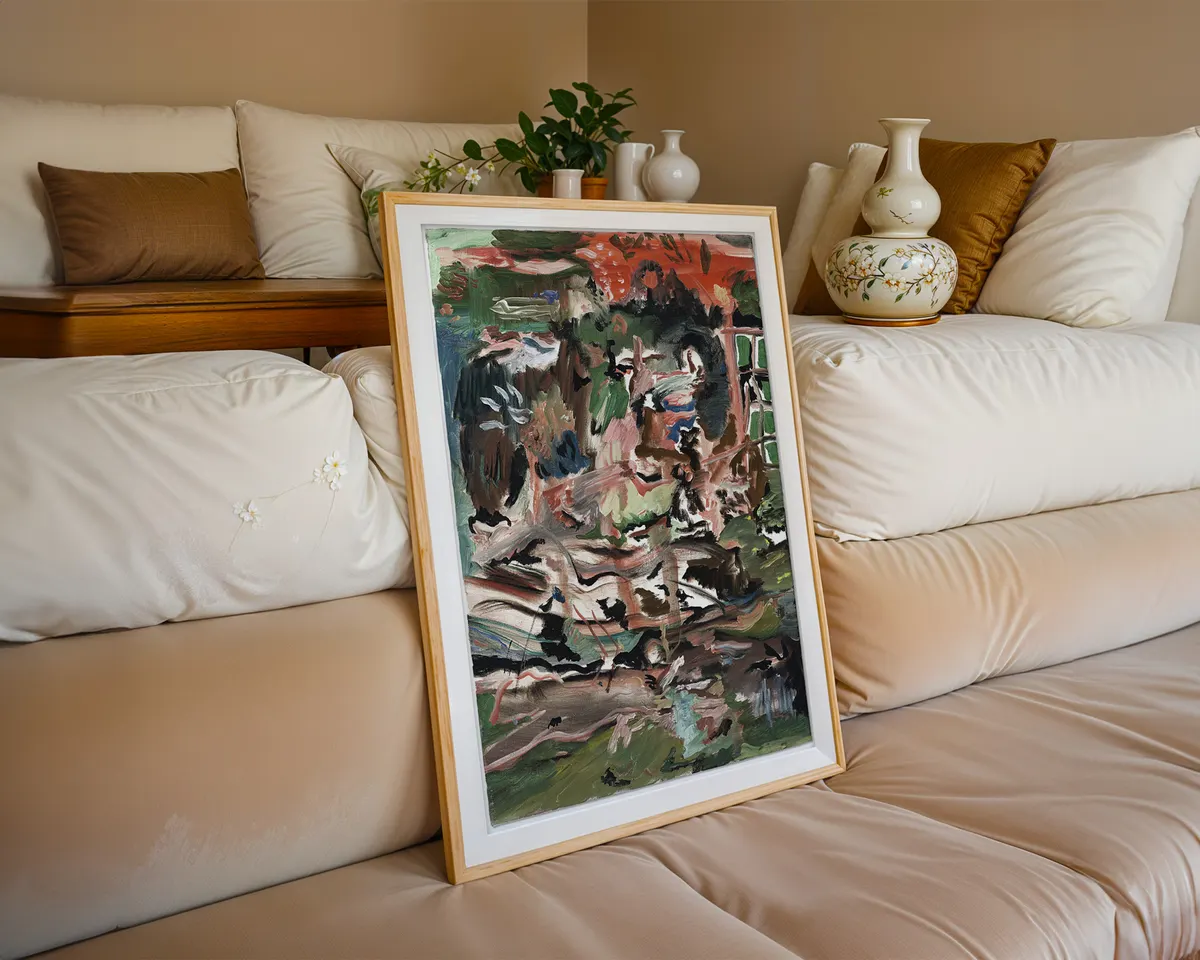 Cecily Brown-inspired neo-expressionist abstract art poster print, fluid gestural composition between figuration and abstraction, British contemporary art movement aesthetic, energetic painterly visual language, lush complex mark-making design, archival quality print, neo-expressionist collector wall piece, serious abstract home décor, gallery statement art, British contemporary art history print. — photo 6