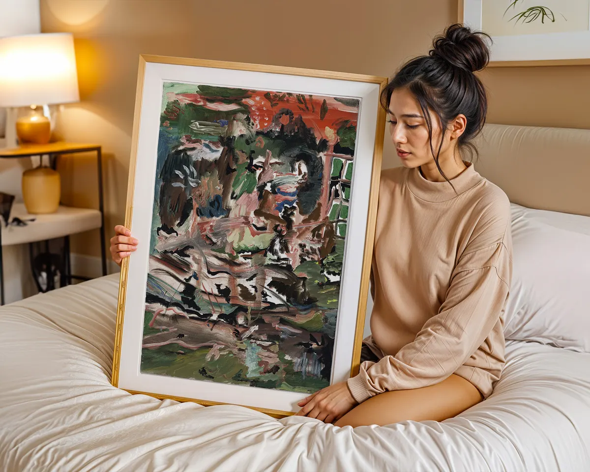 Cecily Brown-inspired neo-expressionist abstract art poster print, fluid gestural composition between figuration and abstraction, British contemporary art movement aesthetic, energetic painterly visual language, lush complex mark-making design, archival quality print, neo-expressionist collector wall piece, serious abstract home décor, gallery statement art, British contemporary art history print. — photo 7