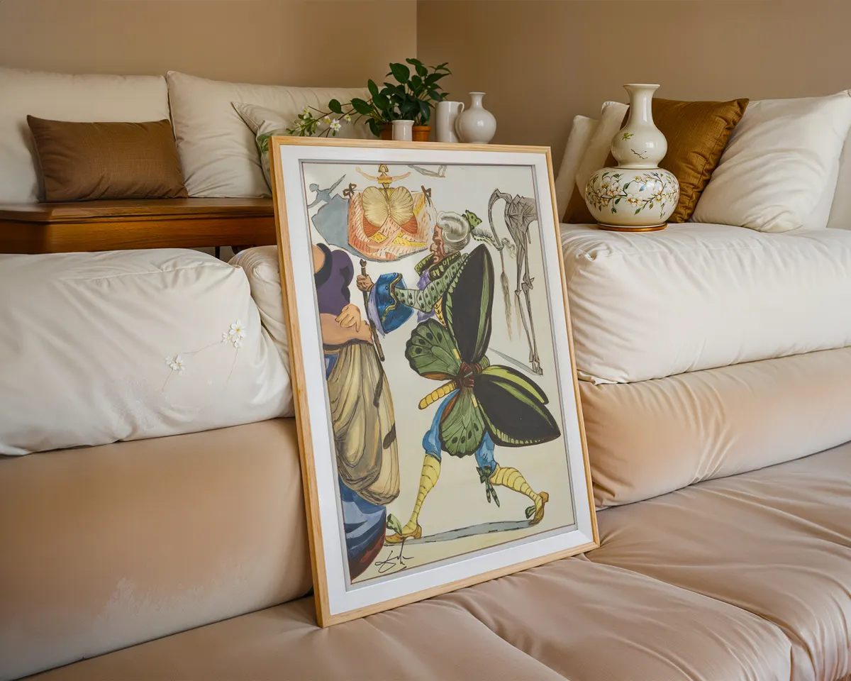 Salvador Dalí-inspired surrealist figure illustration poster print, Spanish literary and surrealist composition, warm vivid colour palette, Cervantes story visual language, fantastical illustrative style, archival quality print, surrealist art collector wall piece, Spanish surrealism home décor, gallery print gift, Dalí movement inspired art, surrealist illustration history print. — photo 6