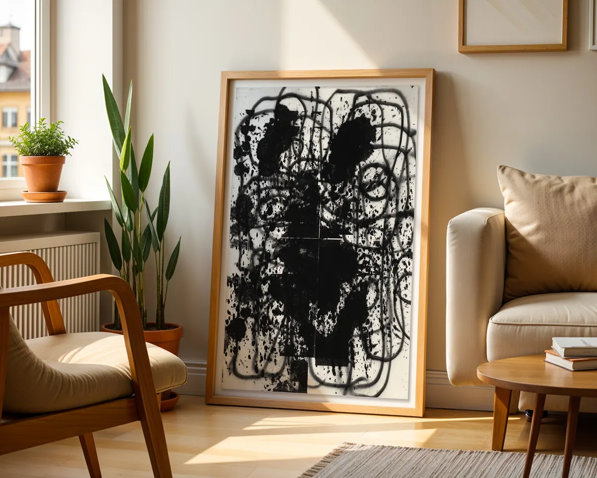 Christopher Wool-inspired contemporary text art poster print, word-as-image conceptual visual language, bold stencil letterform composition, New York contemporary art movement aesthetic, direct-as-ambiguous communication design, archival quality print, conceptual art collector wall piece, text art home décor statement, contemporary gallery art, word art history print, serious art lover gift. — photo 2