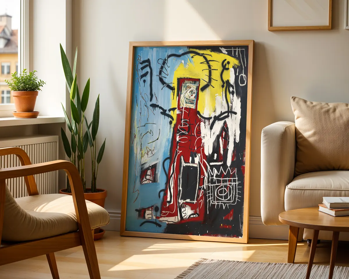 Basquiat-inspired Untitled neo-expressionist art poster print, raw open gestural composition refusing category, 1980s New York street art visual language, expressive mark-making aesthetic design, urban resistance visual philosophy, archival quality print, neo-expressionist art collector wall piece, raw abstract home décor, gallery statement art, Basquiat movement inspired gift, black art history print. — photo 2