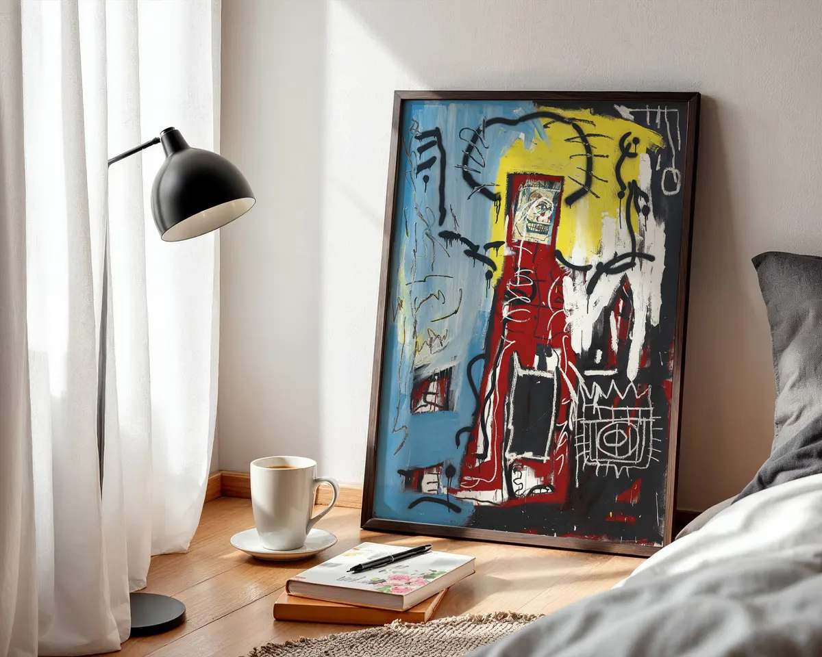 Basquiat-inspired Untitled neo-expressionist art poster print, raw open gestural composition refusing category, 1980s New York street art visual language, expressive mark-making aesthetic design, urban resistance visual philosophy, archival quality print, neo-expressionist art collector wall piece, raw abstract home décor, gallery statement art, Basquiat movement inspired gift, black art history print. — photo 3