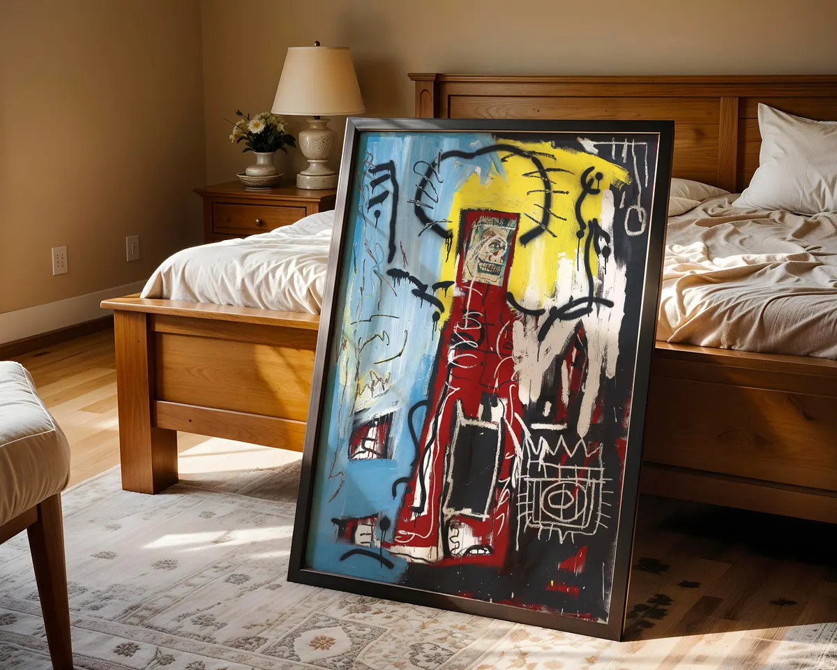 Basquiat-inspired Untitled neo-expressionist art poster print, raw open gestural composition refusing category, 1980s New York street art visual language, expressive mark-making aesthetic design, urban resistance visual philosophy, archival quality print, neo-expressionist art collector wall piece, raw abstract home décor, gallery statement art, Basquiat movement inspired gift, black art history print. — photo 4