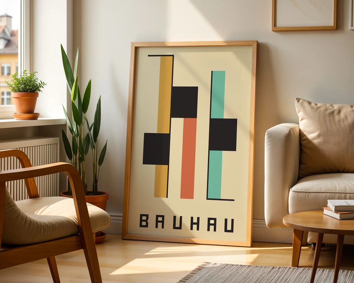Bauhaus style typographic poster with a bold double letter H in precise geometric construction. — photo 2