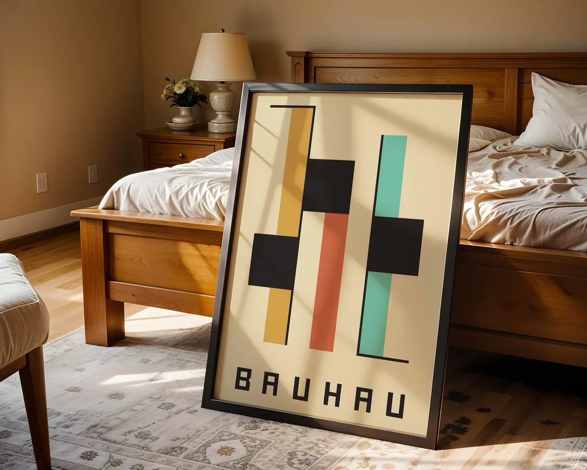 Bauhaus style typographic poster with a bold double letter H in precise geometric construction. — photo 4