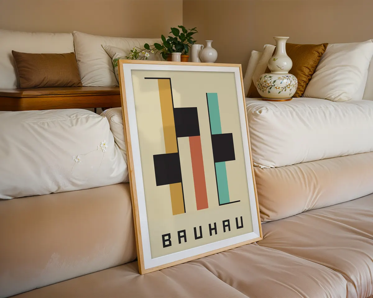 Bauhaus style typographic poster with a bold double letter H in precise geometric construction. — photo 6