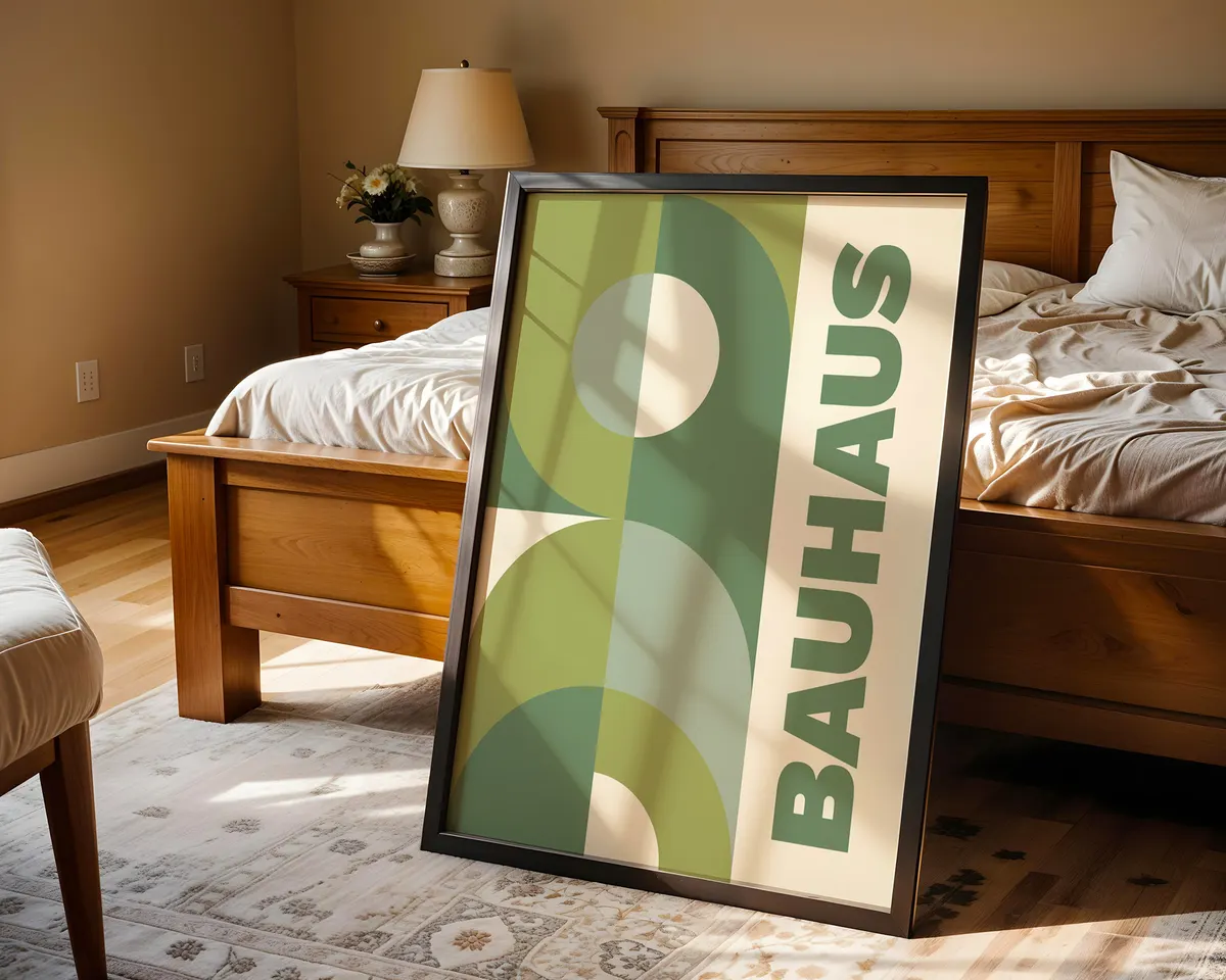 Vibrant green Bauhaus style geometric poster with bold modernist shapes. — photo 4