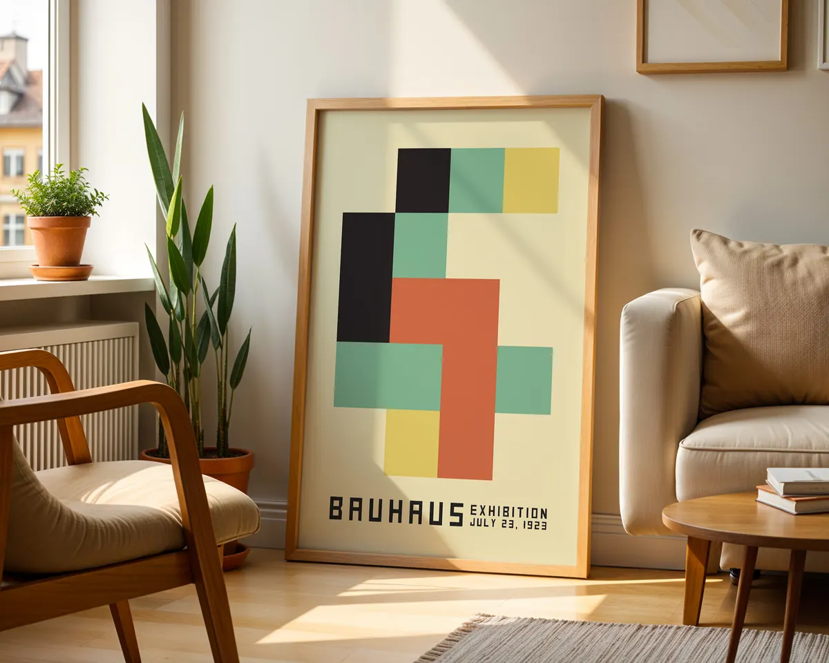Compact Bauhaus geometric poster with precise letterform composition in a small format. — photo 2