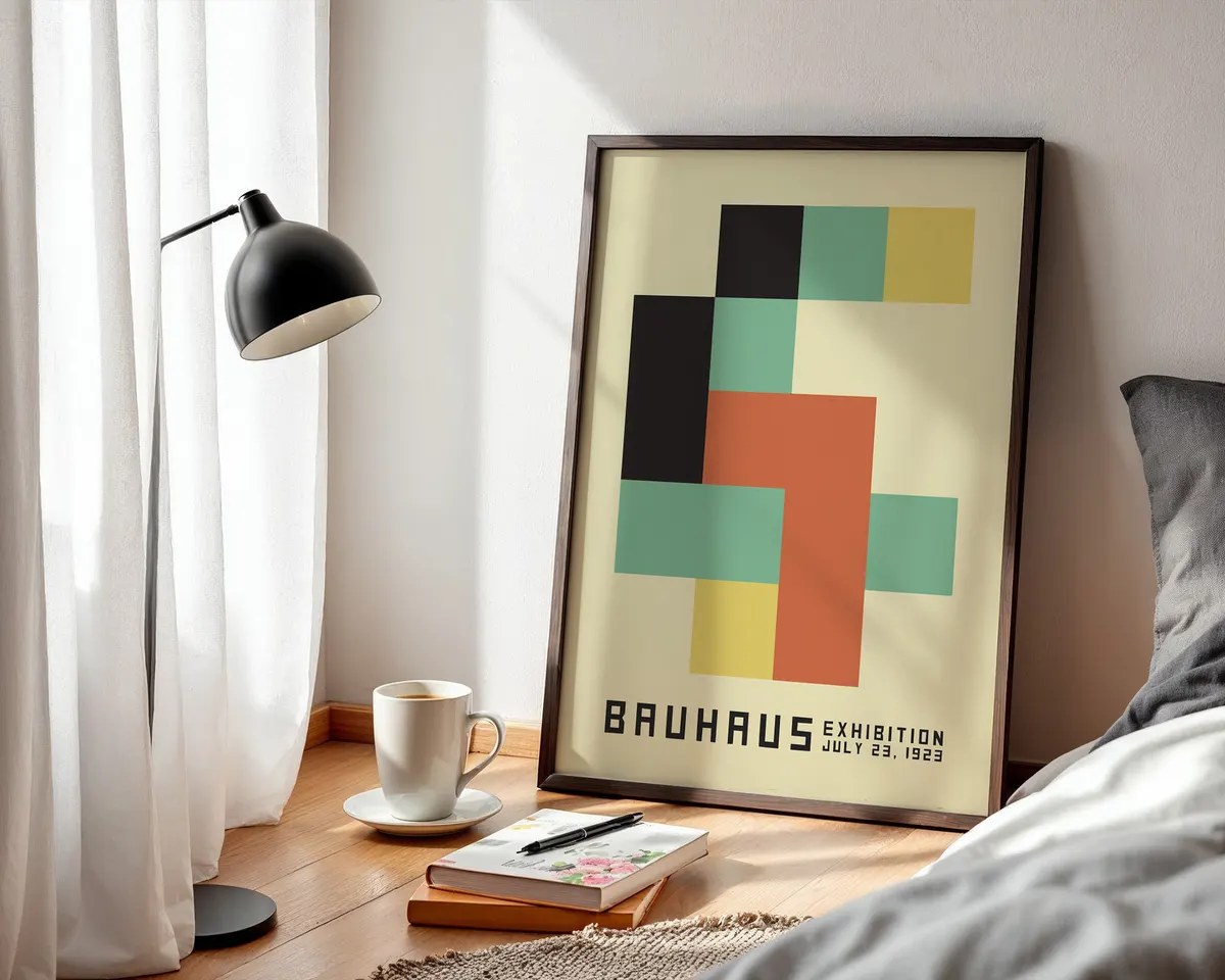 Compact Bauhaus geometric poster with precise letterform composition in a small format. — photo 3