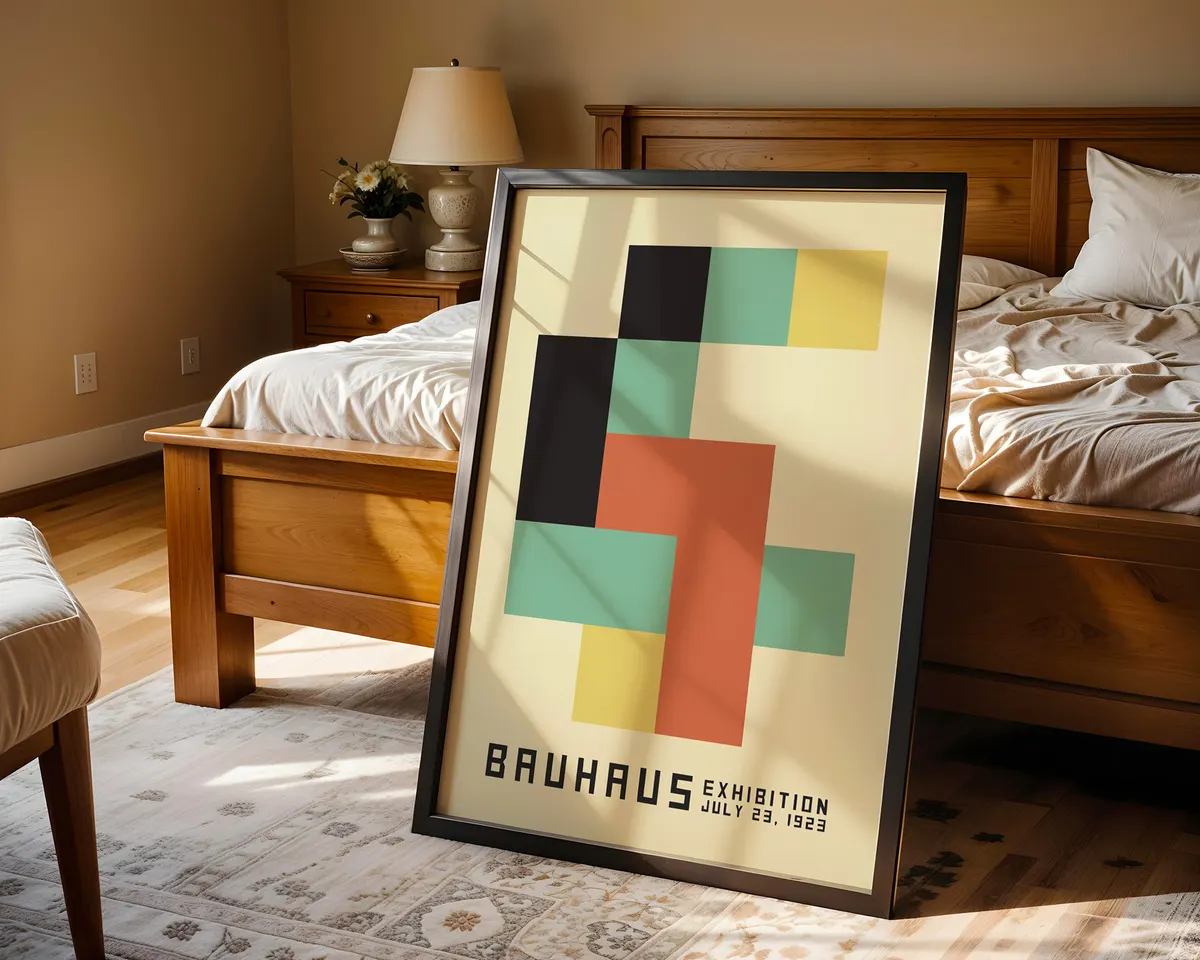 Compact Bauhaus geometric poster with precise letterform composition in a small format. — photo 4