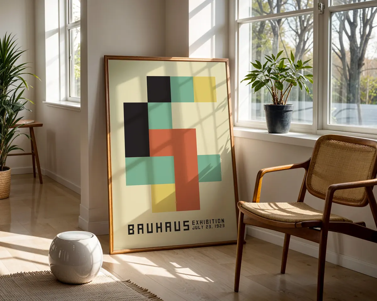Compact Bauhaus geometric poster with precise letterform composition in a small format. — photo 5