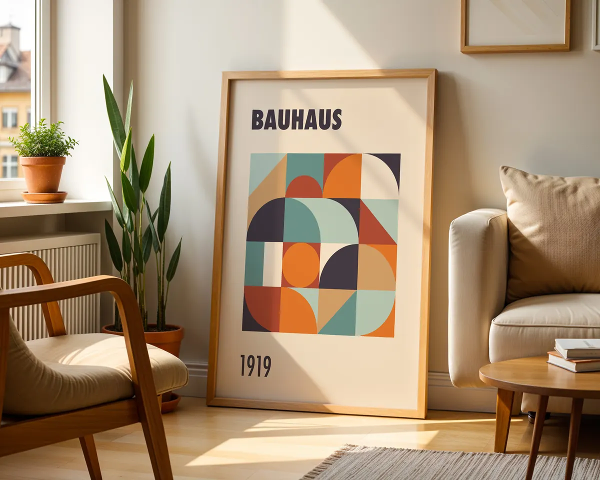 Small format vintage Bauhaus 1919 poster with clean geometric design in a primary palette. — photo 2