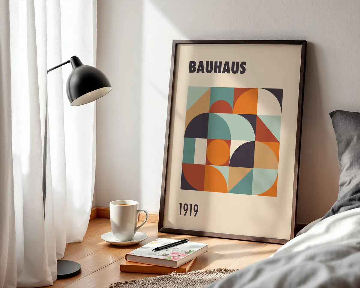 Small format vintage Bauhaus 1919 poster with clean geometric design in a primary palette. — photo 3