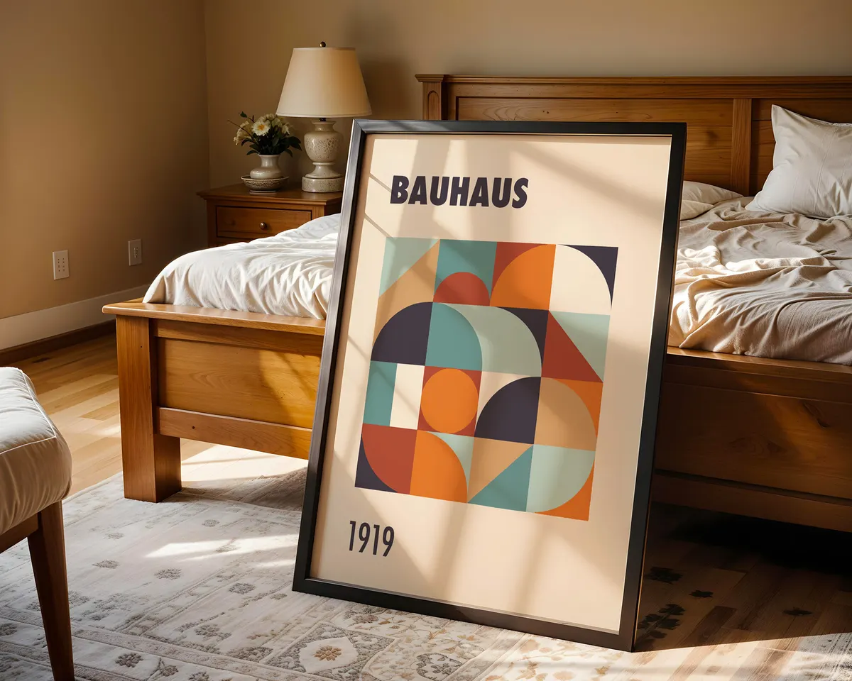 Small format vintage Bauhaus 1919 poster with clean geometric design in a primary palette. — photo 4