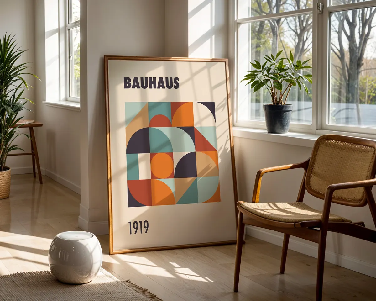 Small format vintage Bauhaus 1919 poster with clean geometric design in a primary palette. — photo 5