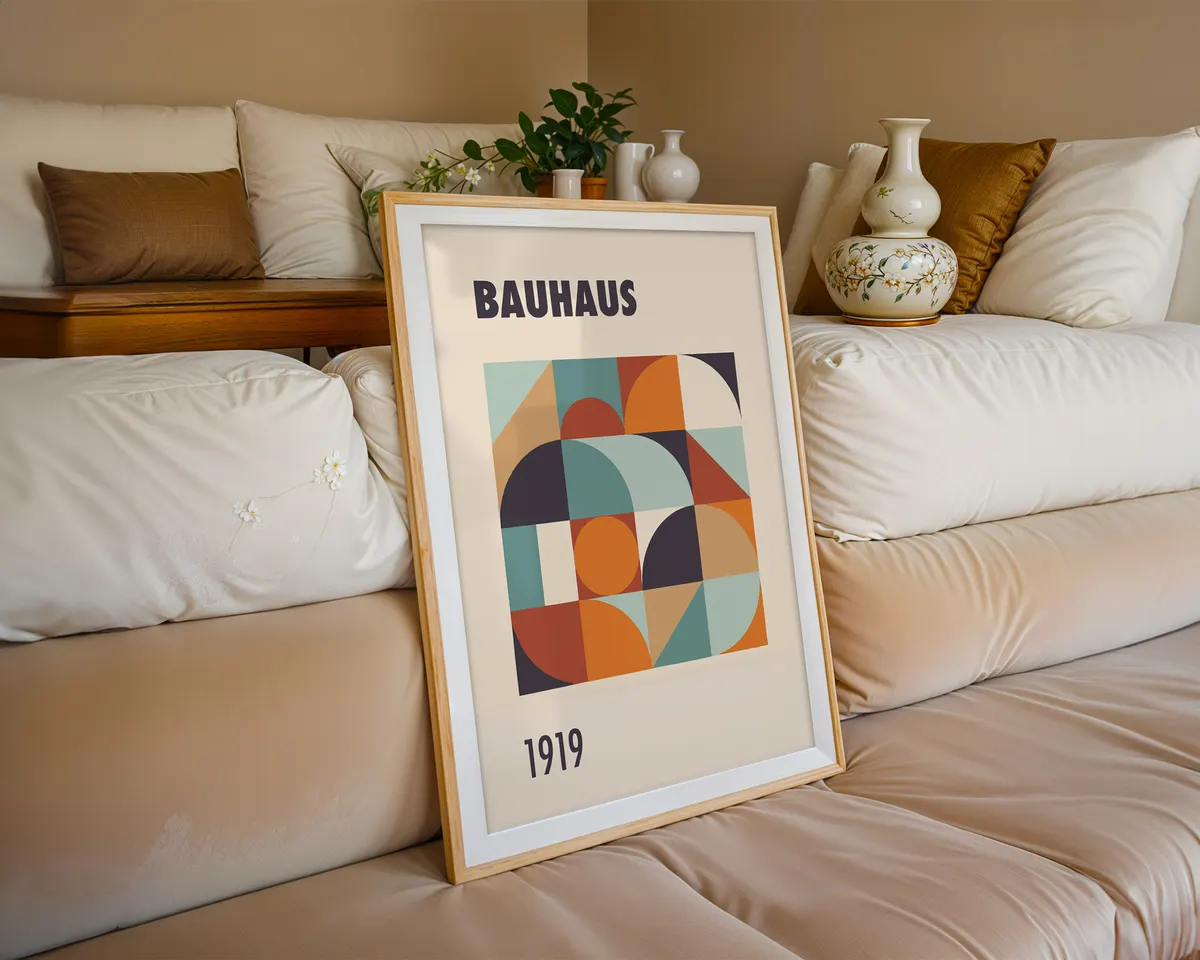Small format vintage Bauhaus 1919 poster with clean geometric design in a primary palette. — photo 6