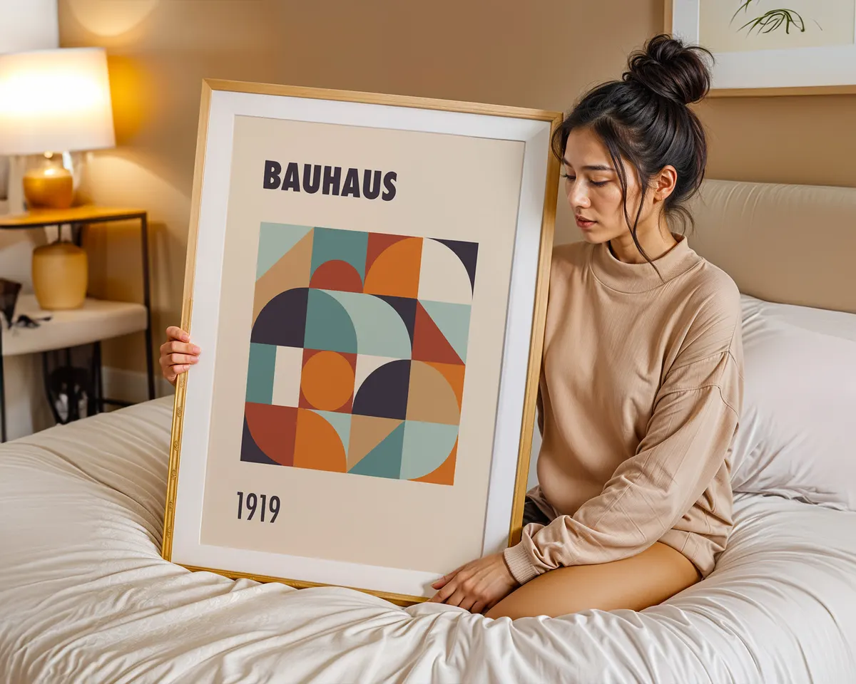 Small format vintage Bauhaus 1919 poster with clean geometric design in a primary palette. — photo 7