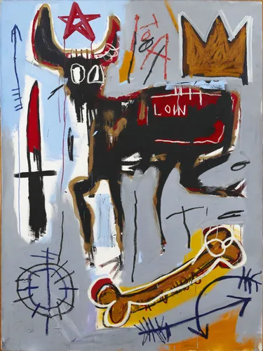 Street art pattern poster with repeating neo-expressionist graffiti motifs and bold gestural mark-making.