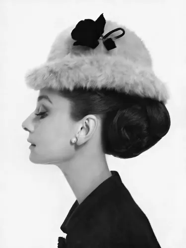 Vintage style portrait poster of an elegant classic Hollywood woman in a refined understated glamour aesthetic.