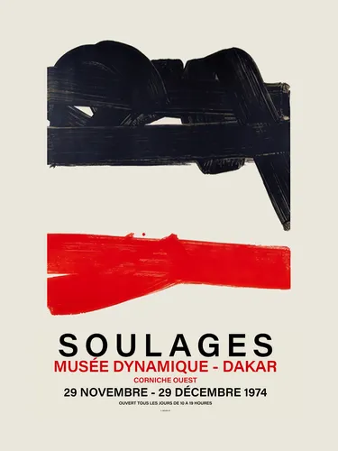 Dark abstract art poster with deep layered black gestural composition and subtle light reflections.