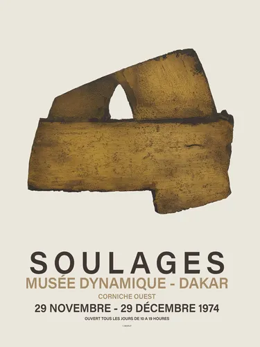 Warm brown abstract art poster with earthy ochre and deep umber gestural strokes.