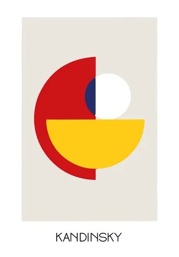 Geometric architecture-inspired modernist poster with clean structural forms and a primary colour palette.