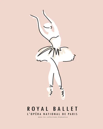 Vintage style ballet poster with elegant programme-inspired design and warm stage lighting tones.